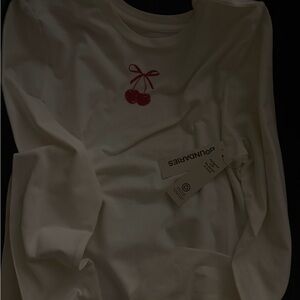 No Boundaries Cream Crop Top with Red Cherry Accent